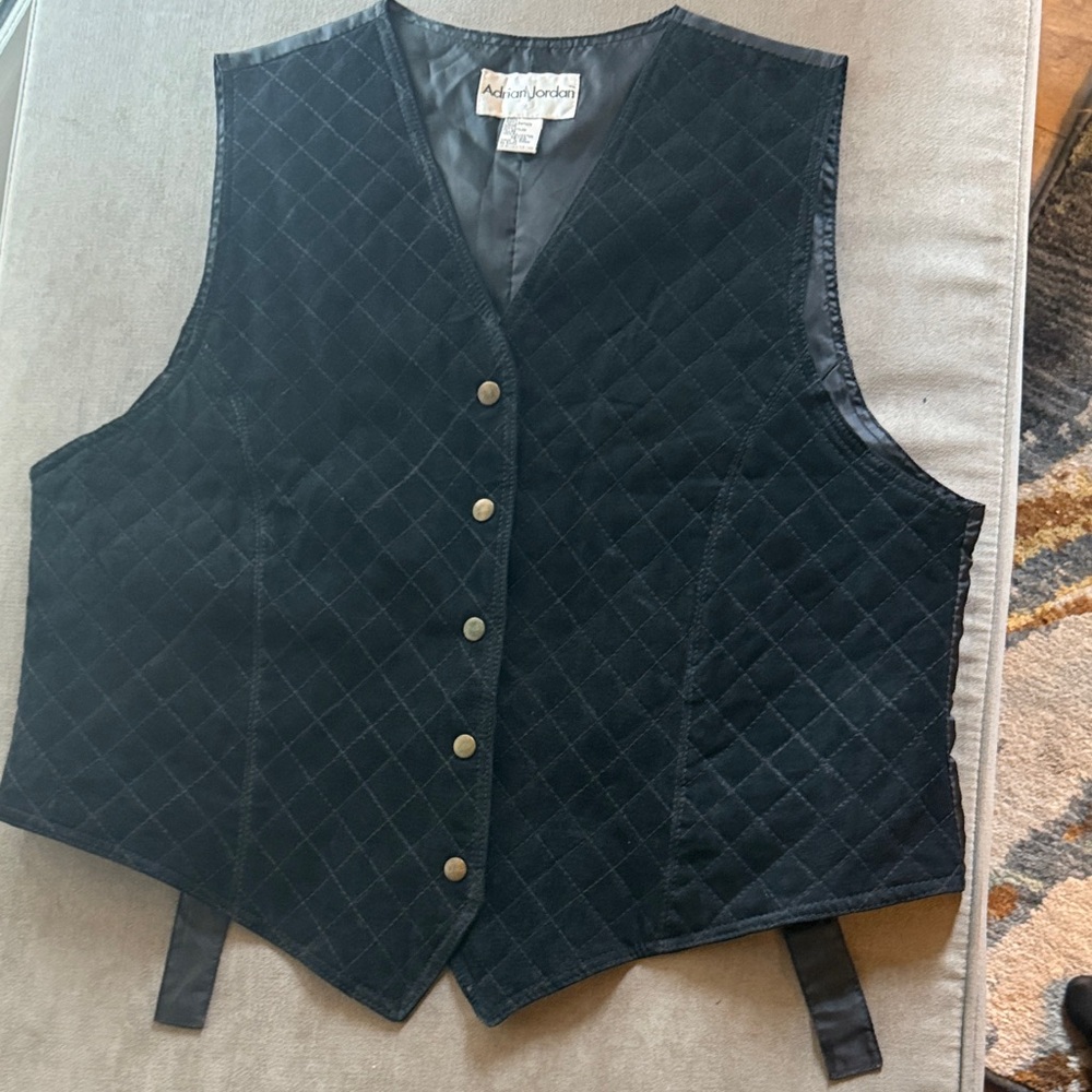 Black Quilted Vest with Button Closure